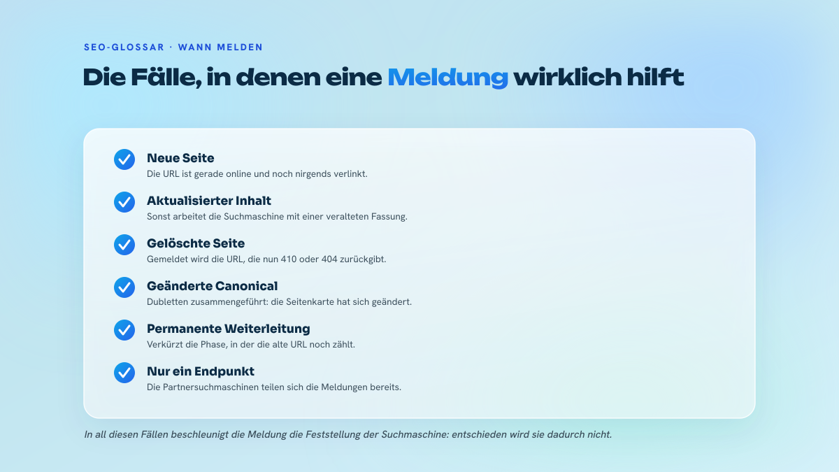Sechs-Punkte-Checkliste für eine zuverlässige IndexNow-Implementierung: Auslesen der HTTP-Statuscodes, Übereinstimmung des Hosts, Auslösung beim Deployment, Erkennung konkurrierender Sender, Nachverfolgung in den Bing Webmaster Tools und Beibehaltung der Sitemap.